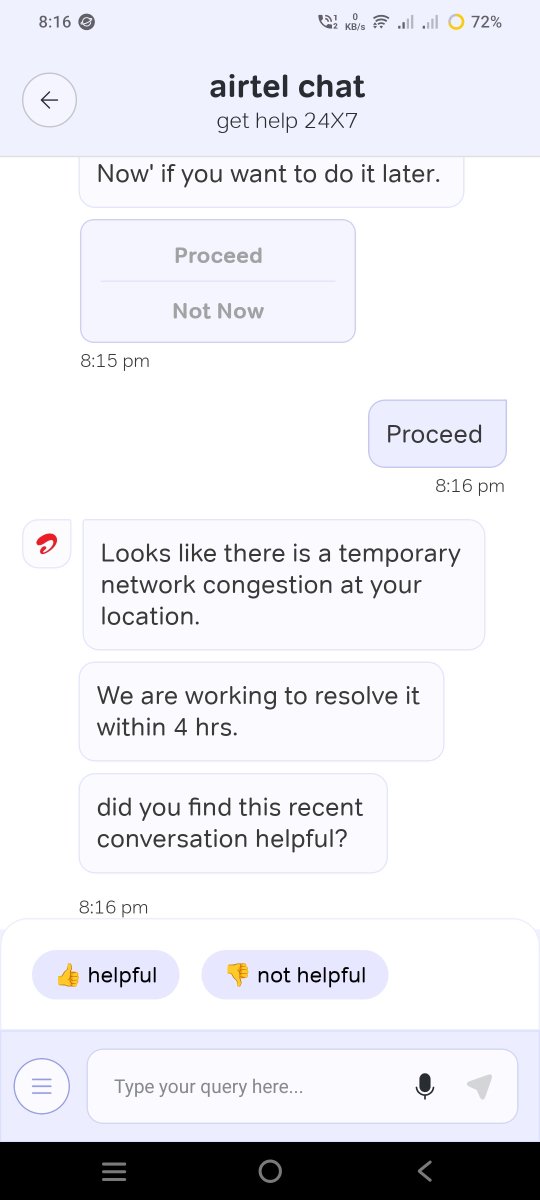 SanthoshgPDM's tweet photo. @Airtel_Presence @airtelindia your AIRFIBER is always having congestion, then why should I pay for 100Mbps if the speed i get is less than 20mbps?
Your bot has a standard reply when trying to check for any issue. https://t.co/K5T5ajBJGQ