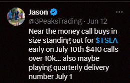 kyupoppy's tweet photo. Those $TSLA July 10th $410 calls were a nice win... used call spreads but almost doubled up, and the timing was early too! 

Taking 75% off now and rolled some to August just in case it runs through the summer. https://t.co/cK6K4CzCWi