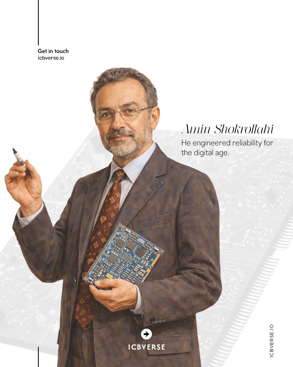 icbverse's tweet photo. Meet the AI Twin of Amin Shokrollahi inside ICBVerse. ⚡
Discover coding theory, erasure codes, data resilience, and the mathematics powering reliable digital systems through AI.
Because the strongest innovations are the ones you never notice working.
#ICBVerse #CodingTheory #AI https://t.co/0IqRBlvccQ