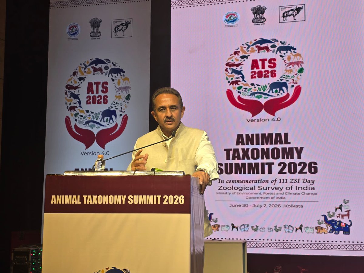 KVSinghMPGonda's tweet photo. Honoured to deliver the Valedictory Address of #AnimalTaxonomySummit2026 at Kolkata. Under the visionary leadership of Hon’ble PM Shri @narendramodi Ji, India has shown the world that economic growth and environmental protection can thrive together. #MissionLiFE https://t.co/NMWakT08Pi