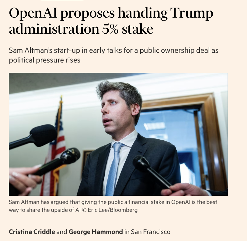 Altman Proposes US Government Stake in Major AI Labs