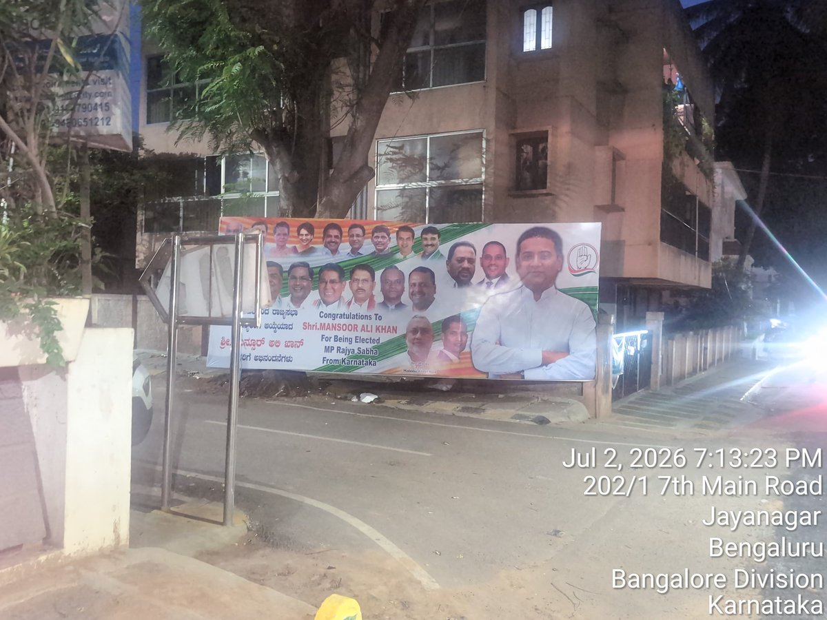 prashanthtv's tweet photo. It has been close to a month since Mansoor Khan became a Rajyasabha MP. How long do they want to keep the huge posters near Jayanagar 3rd block, that too fixed to the apartment compound
@krishnabgowda @GBA_office @TVMohandasPai @Tejasvi_Surya @CKRBJP @bbmpcommr @comm_blr_south https://t.co/MIkv7ucoWv