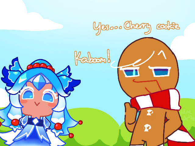 maeartzs's tweet photo. Kaboom!!!!!!!! 
#cherrycookie #gingerbrave #blueslushycookie #cookierunovensmash https://t.co/XkmGGxKsFi