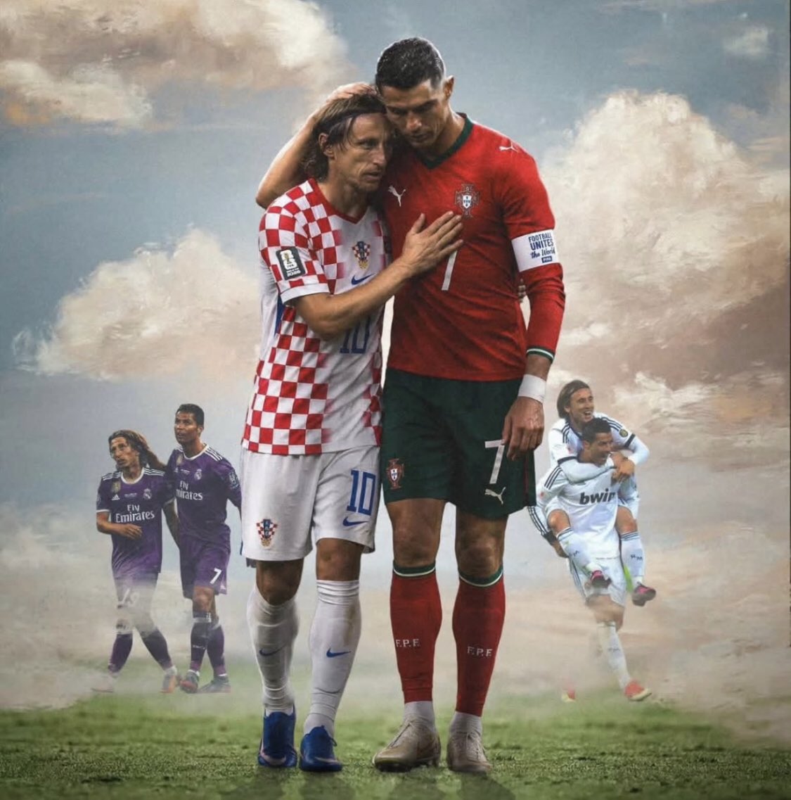 callmeHashir's tweet photo. 4 champion league titles together at Real Madrid . A bond built over 6 unforgettable seasons. Now Ronaldo and Luka Modrić stand opposite sides of the biggest of all…One of them is going to wear the National kit for one Last time😭🤍
🇵🇹 Vs 🇭🇷
#FIFAWORLDCup https://t.co/PTVpBNiIFW