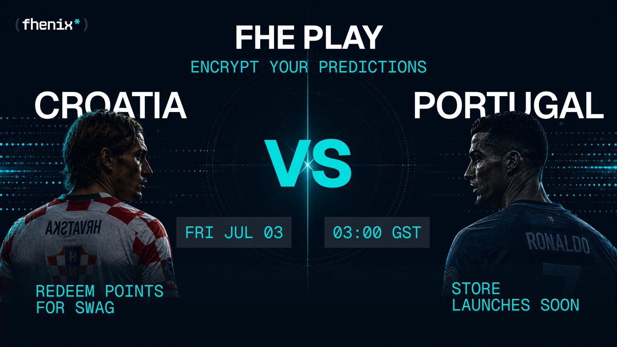 fhenix's tweet photo. Encrypted your predictions yet?

Predict, earn points, redeem for swag- store launches soon! https://t.co/tw6F3Gzjyq