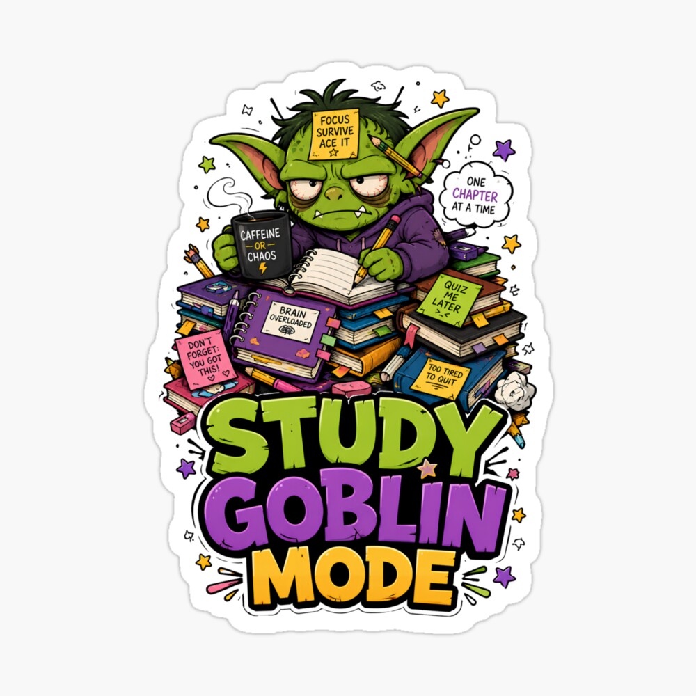 DigitalFaiths's tweet photo. Be honest… what is your current study mode?
📚 Organized genius
☕ Caffeine-powered
🧌 Study goblin
😴 Mentally absent
This design is for the goblins among us. #RBandME:  https://t.co/dSzHxyUm7e #findyourthing #redbubble #BackToSchool #StudyHumor #StudentLife #StickerDesign #RedbubbleShop #FunnyStickers #SchoolVibes