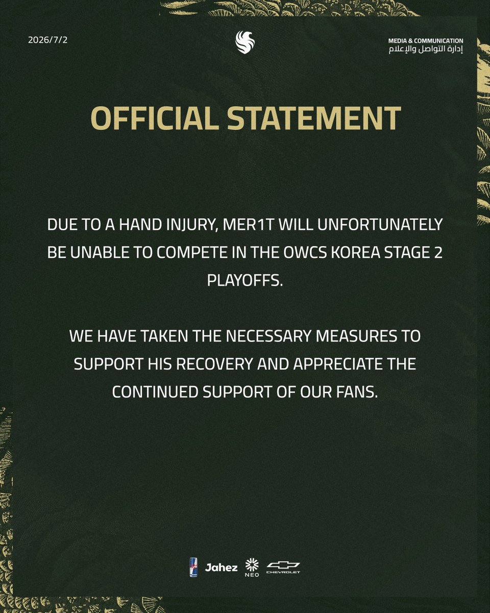 FalconsEsport's tweet photo. Official statement regarding @MER1T_ow :

#OWCS https://t.co/Eu3A9llKXY