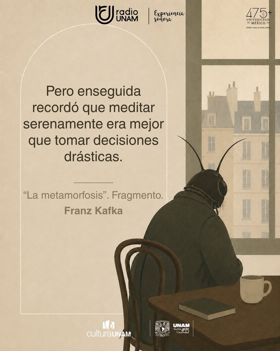RadioUNAM's tweet photo. #RadioUNAMRecuerda que un día como hoy pero de 1883, nació el novelista checo Franz Kafka. 🇨🇿✍️
Autor de "La metamorfosis" y considerado uno de los escritores más influyentes de la literatura del siglo XX, sus obras estaban asociadas con el expresionismo y existencialismo.🧐📖 https://t.co/TJVKdNWhdX