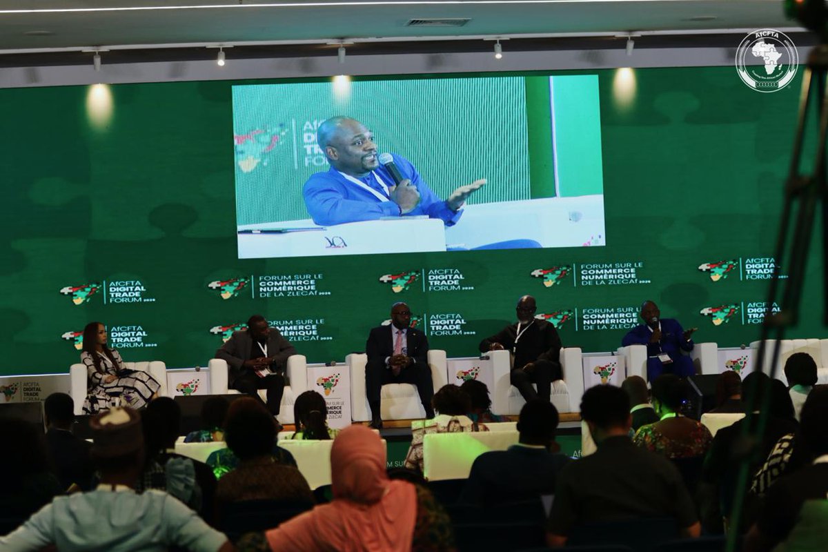 AfCFTA's tweet photo. What will it take to build a digital marketplace every African can trust?

At #ADTF26, panellists agreed on what is needed for an advanced, trust worthy African Digital economy:
* Harmonised digital regulations
* Digital identity & traceability
* Implementation of the AfCFTA Protocol on Digital Trade
* Strong monitoring & accountability
These reforms will help build a secure and trusted digital market for Africa.

#AfCFTA #DigitalTrade #CreatingOneAfricanMarket