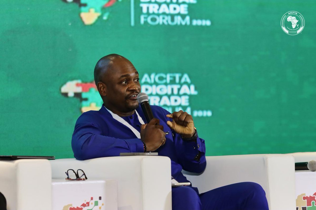 AfCFTA's tweet photo. What will it take to build a digital marketplace every African can trust?

At #ADTF26, panellists agreed on what is needed for an advanced, trust worthy African Digital economy:
* Harmonised digital regulations
* Digital identity & traceability
* Implementation of the AfCFTA Protocol on Digital Trade
* Strong monitoring & accountability
These reforms will help build a secure and trusted digital market for Africa.

#AfCFTA #DigitalTrade #CreatingOneAfricanMarket