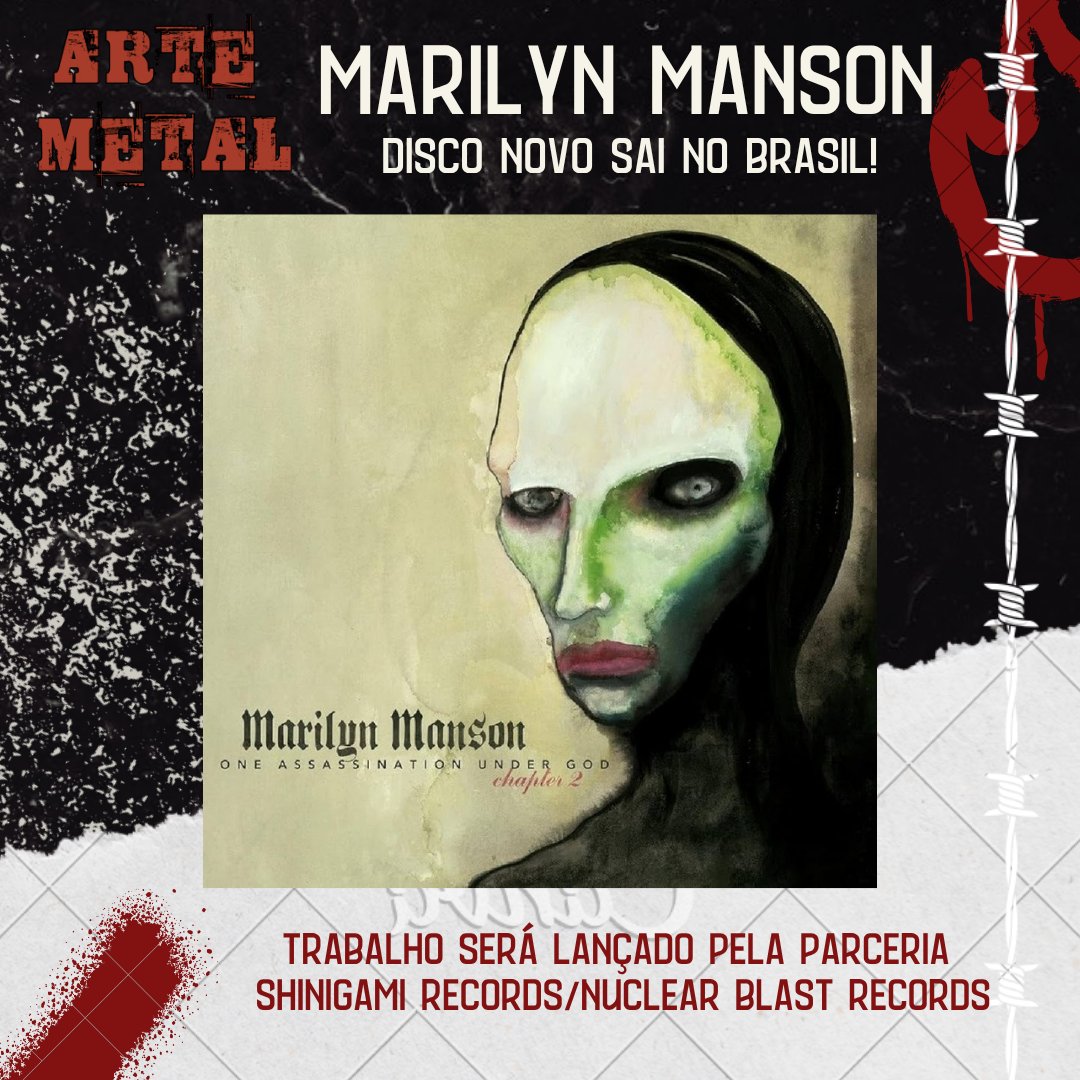 Blogartemetal's tweet photo. A bomba do dia! Confira no link (Instagram na bio e stories):

https://t.co/2xCK3AsX9F

#marilynmanson #alternativerock #alternativemetal #industrialrock #artemetal

@shinigamirec @marilynmanson https://t.co/oo2DHgMsDn
