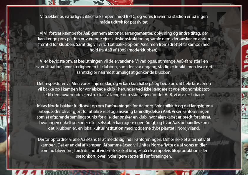 Vesttribunen_'s tweet photo. Udmelding fra Unitas Norde.
#SuperAaB https://t.co/BObmCTMy9j