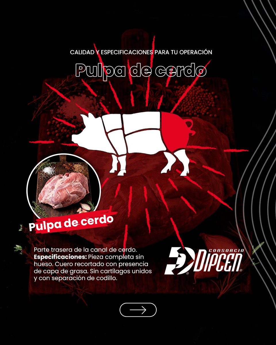 CDipcen's tweet photo. Te compartimos las especificaciones de la #PulpaDeCerdo: una pieza limpia, sin hueso ni cartílagos, lista para ofrecer el mejor rendimiento  en planta.
En #Dipcen hablamos tu mismo idioma operativo. Optimiza tus costos de producción con nosotros.  Contáctanos  

#VentaPorMayoreo https://t.co/UK6IDkjyWx
