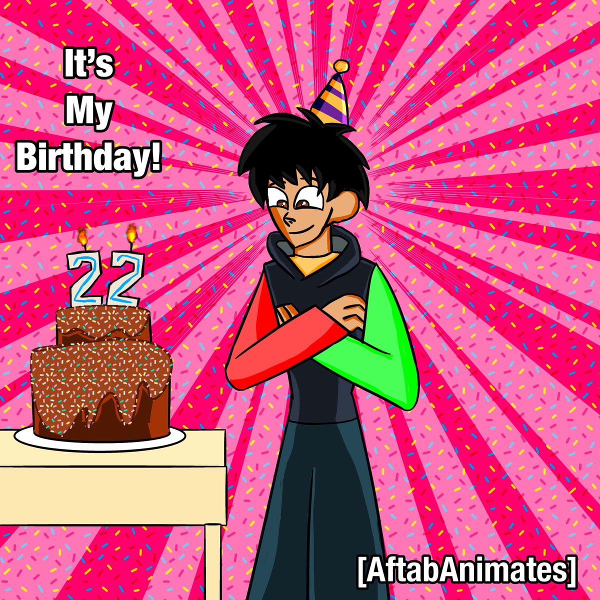 AftabAnimates's tweet photo. Today’s my 22nd Birthday!
#birthday #Celebrate #digitalart #ibispaintX #Oc https://t.co/MF5JLIHWAC