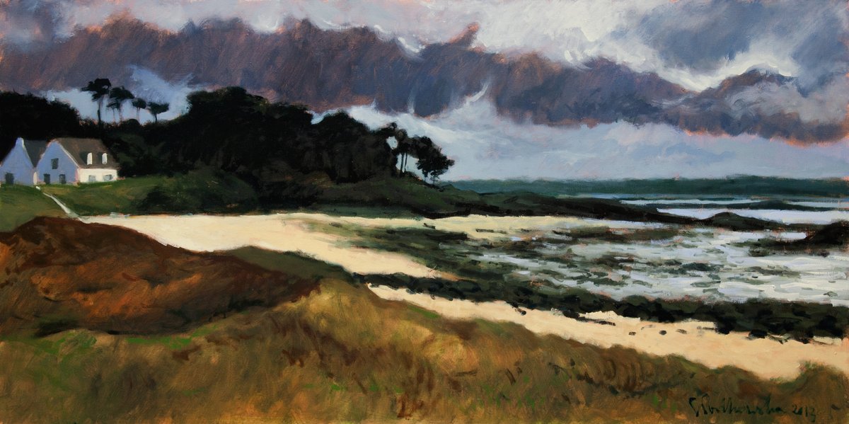 SlodkowskaArt's tweet photo. Na dobranoc coś z serii "Francuski temat". "Île de Batz 1", obraz olejny na płótnie 100 x 50 cm, rok powstania 2012. A co to takiego? Île de Batz to malutka ale wyjątkowo malownicza wysepka w  północnej Bretanii. Tak mnie zachwyciła, że namalowałam aż 10 jej  widoków. Mam nadzieję, że i Wam się spodoba 🙂 .