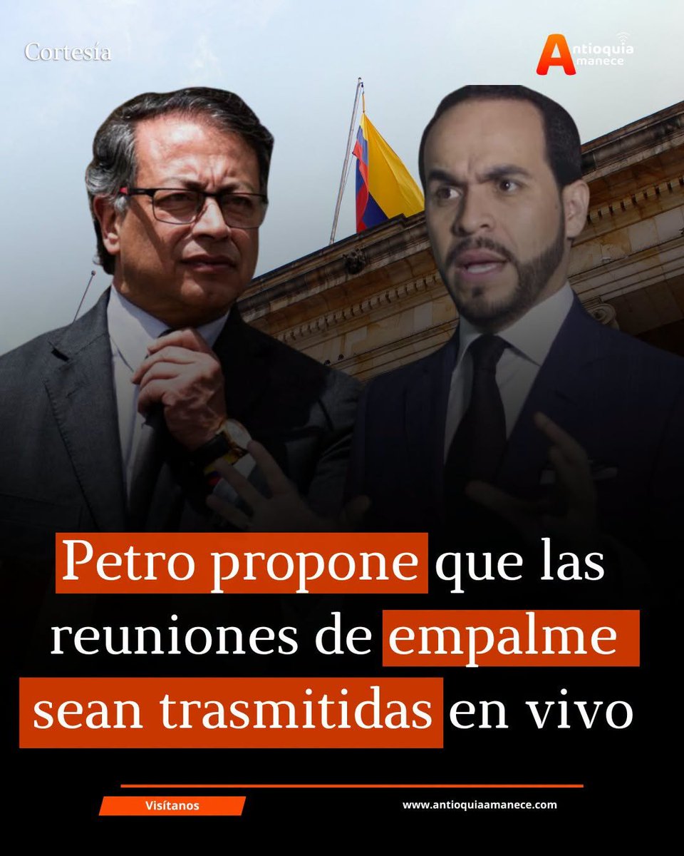 AndreyCano's tweet photo. ¡Eso que las reuniones de empalme sean transmitidas en Vivo! o miedo? @ABDELAESPRIELLA  @AbelardoPTE ? @NoticiasCaracol @CaracolRadio @RevistaSemana @estoescambio @DCoronell @BancoRepublica @IvanCepedaCast @migueldelrioabg @Rodrigo_Lara_ @elsanoguerabaq @teleSURtv @Teleantioquia https://t.co/ubkfdcFLjL