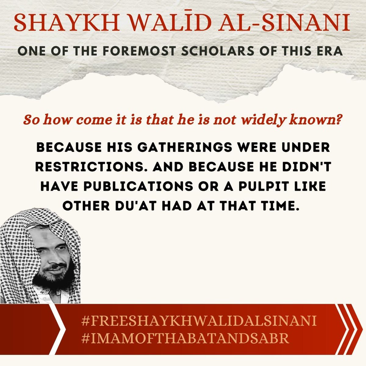 wiseummah's tweet photo. #FreeShaykhWalidAlSinani
#ImamOfThabatAndSabr https://t.co/BH8bdIEwQf