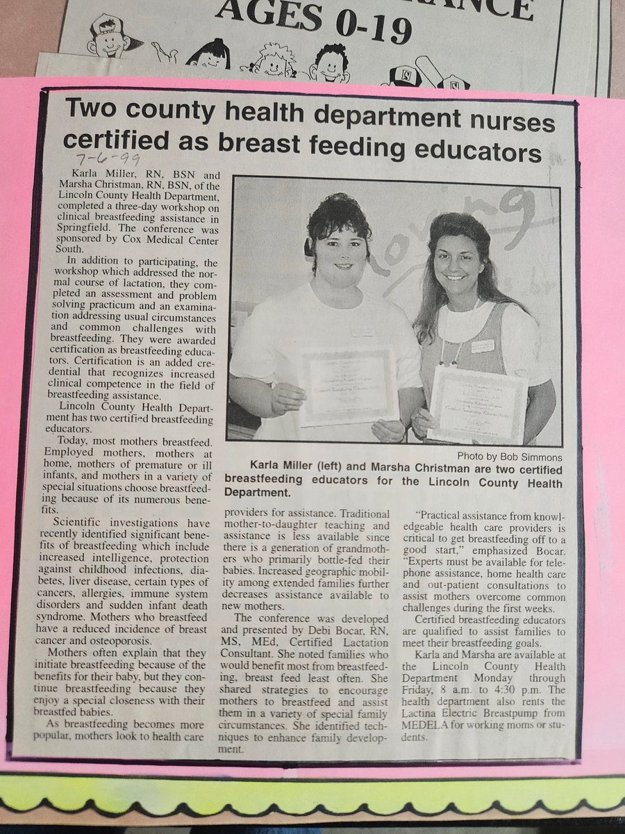 LincolnCountyHD's tweet photo. Another #ThrowbackThursday to celebrate 60 years of service! Check out this article back from 1999! 27 years later and we're still educating about breastfeeding! In fact, we're celebrating World Breastfeeding Week in August with World Breastfeeding Week Event- Breastival 2026! https://t.co/HfgPqjk3aO