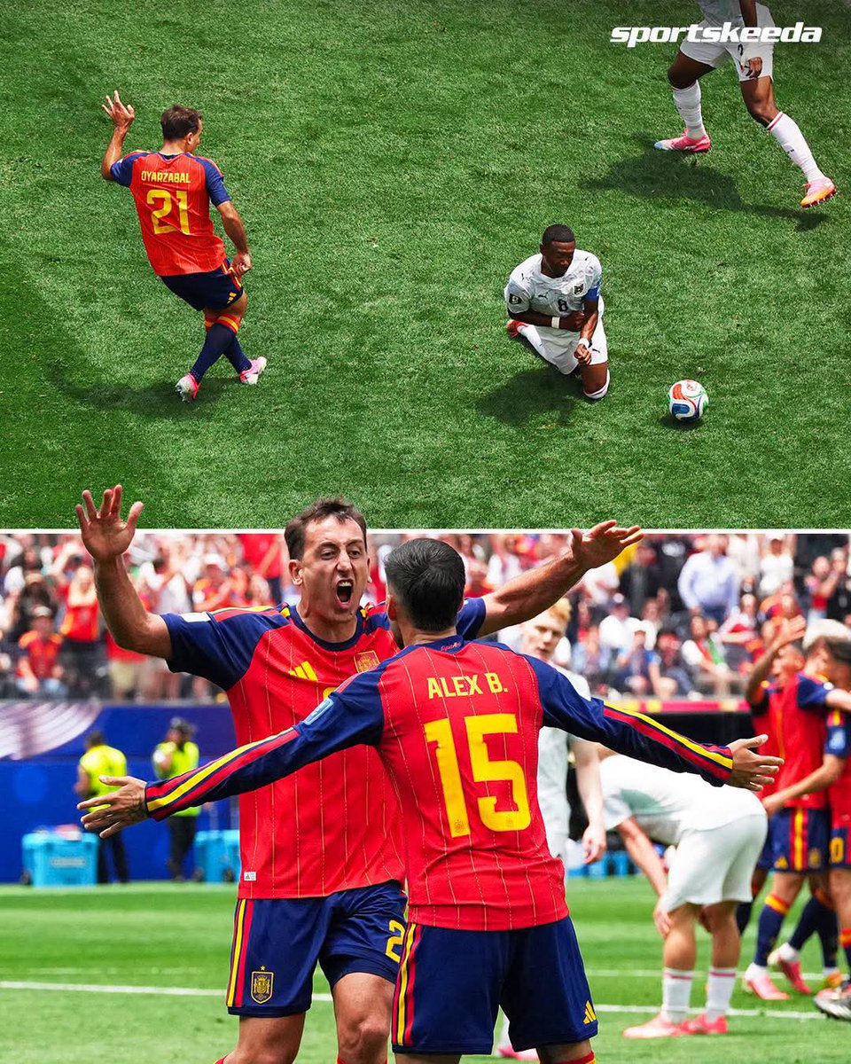 indust69377's tweet photo. 𝗦𝗣𝗔𝗜𝗡 𝗧𝗔𝗞𝗘 𝗧𝗛𝗘 𝗟𝗘𝗔𝗗!!! 🇪🇸🔥

Marc Cucurella sends in a low cross, and Mikel Oyarzabal makes no mistake as he slots it into the back of the net. 👏✅🎯

Spain 1-0 Austria (36’)

#Spain #Austria #FIFAWorldCup #WC2026 https://t.co/UNWffSHbAP