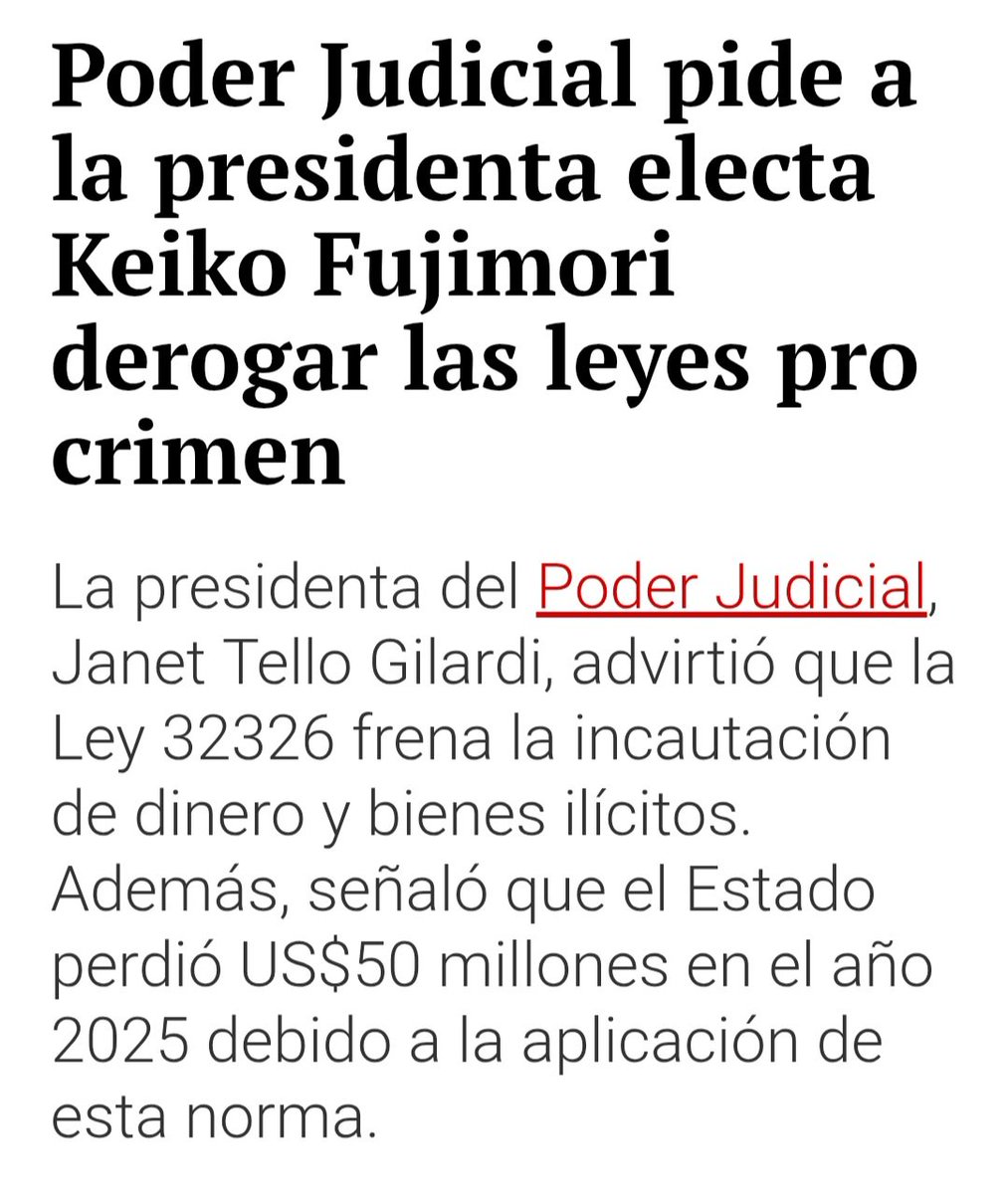 LAMZ50004620's tweet photo. A QUÉ JUEGA LA PRESIDENTA DEL @Poder_Judicial_ 
Cómo puede ser posible que la Presidenta del Poder Judicial, Presidenta de la Corte Suprema de la República, le pida a la Presidenta Electa @KeikoFujimori " que DEROGUE las Leyes pro crimen " ? Les juro que me deja totalmente desconcertado. Es cierto que realmente ha hecho ese pedido? Ella no puede ignorar que no es Facultad del Presidente de la República el Derogar las Leyes.  No sabe que es Facultad exclusiva y excluyente del @congresoperu
dar, modificar, interpretar y DEROGAR las Leyes? 
La @JNJPeru la debería mandar a su casa. 
En manos de quién está la Administración de Justicia en el Perú? De terror !!