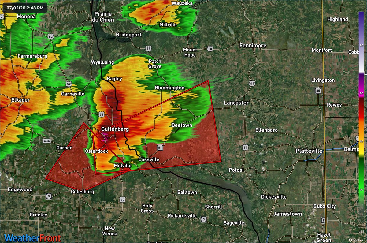 wiwxauthority's tweet photo. TORNADO WARNING has been issued for west-central Grant County until 3:30 PM. HAZARDS: Tornado and golf ball size hail. TAKE COVER NOW! #wiwx #wisconsinweather https://t.co/S8M823tXRR