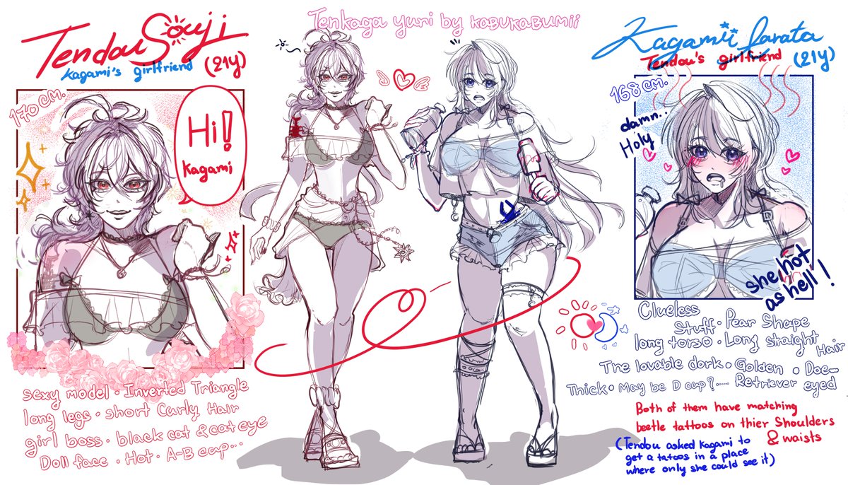 kabukabumii's tweet photo. This is my version of TenKaga Yuri! 

I just love drawing girls... (Honestly, I'm not even good at drawing guys, lol). Look at them, so cute! (⁎′̥̥̥ ⌑‵̥̥̥) https://t.co/p2wfV1SXNI