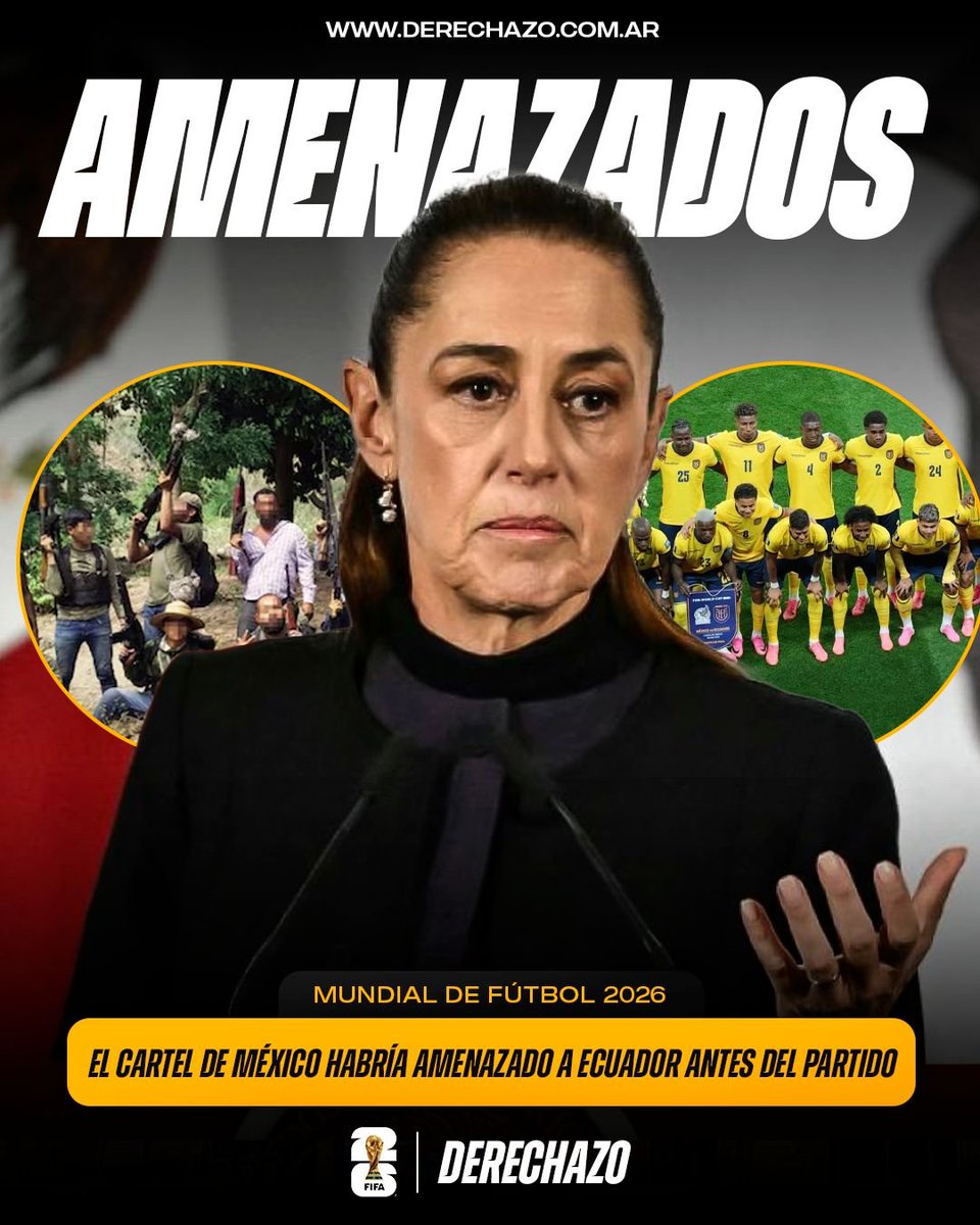 derechazoar's tweet photo. 🇪🇨🇲🇽🚨 NARCOESTADO: Un cártel de México habría amenazado a los jugadores de Ecuador previo al partido frente a México para que se dejen ganar. https://t.co/tmMIabL85C