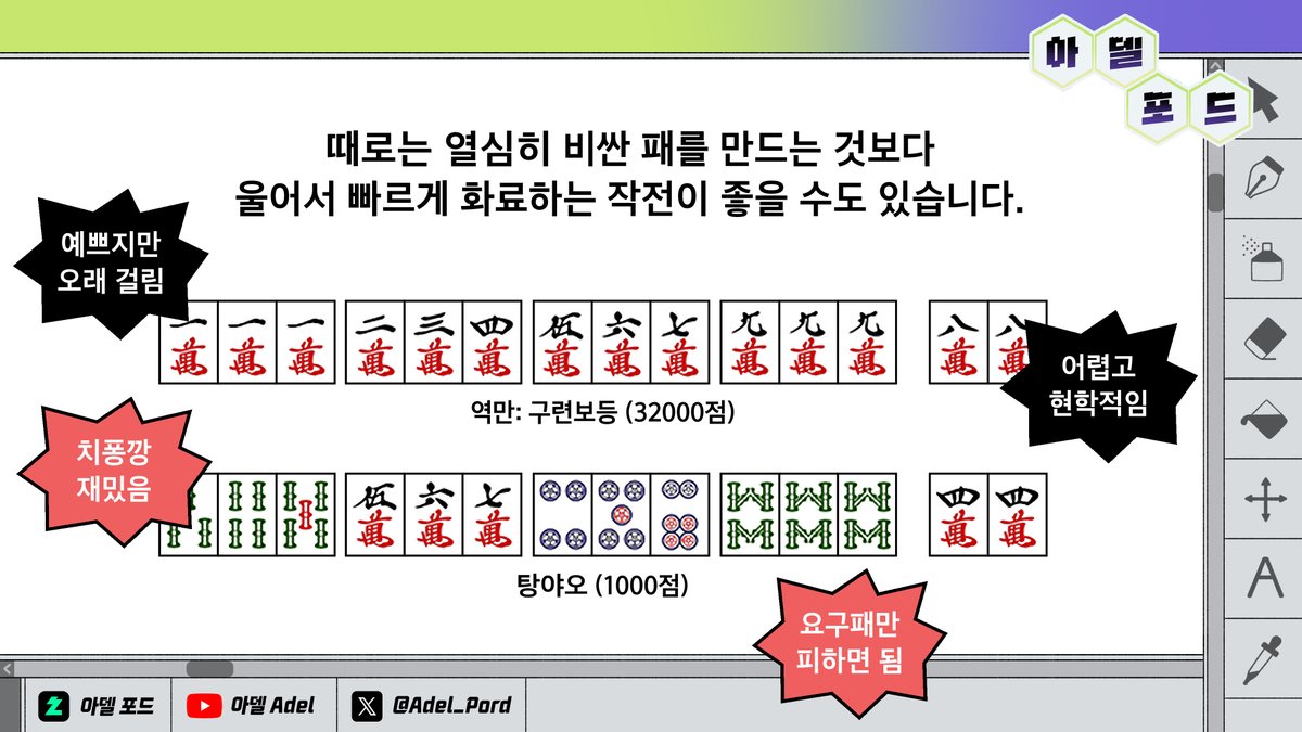 Adel_Pord's tweet photo. <리치마작(작혼) 입문서>
https://t.co/oVzavgAcjZ

마작 유행의 때가 왔는가!! 싶어서 헐레벌떡 써왔습니다.
당신도 할 수 있다! 제발 해달라! 마작!
친절한 음성 설명 첨부! https://t.co/pvcIkePRd3