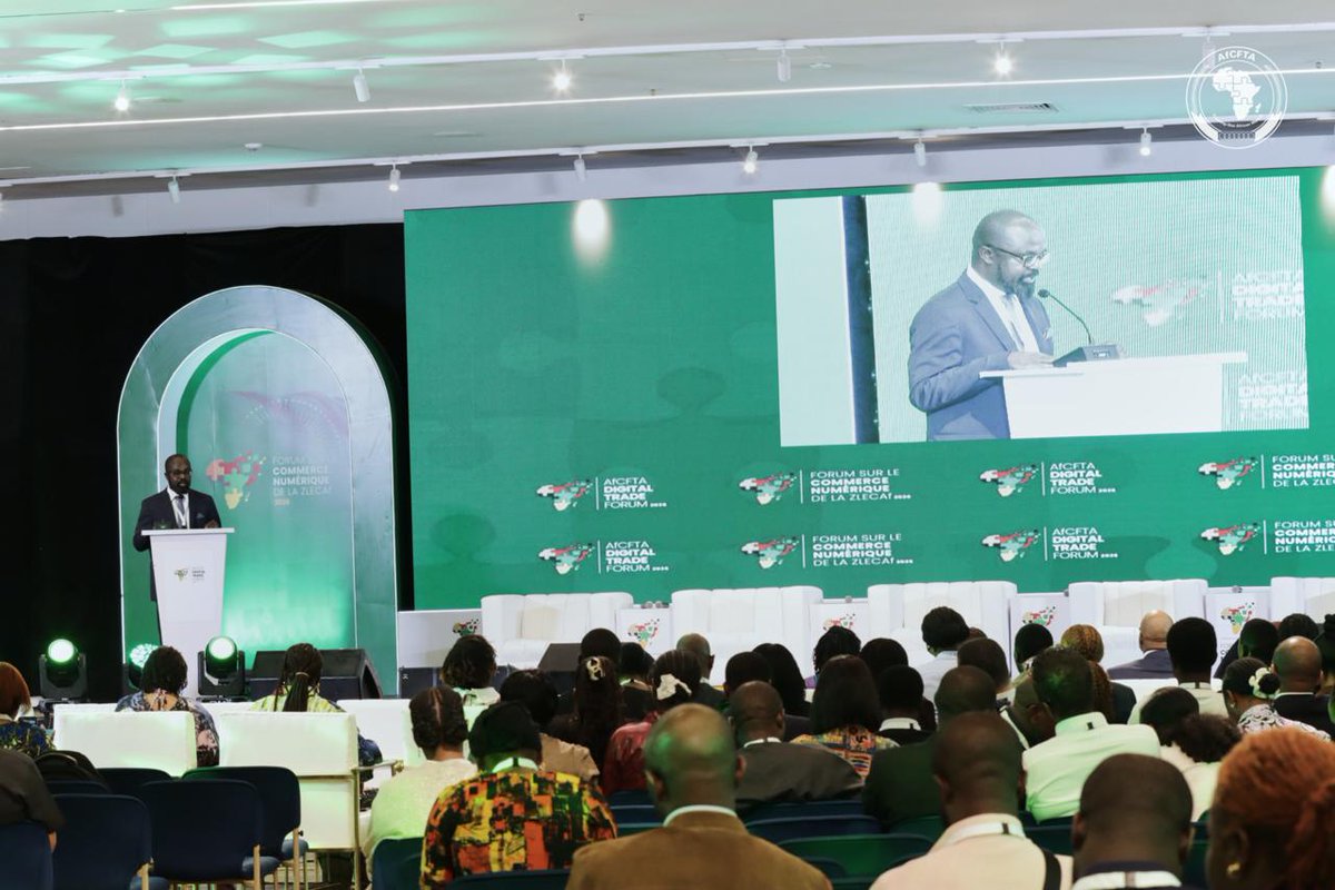 AfCFTA's tweet photo. #DTF26 has closed in Lagos.

"The AfCFTA Protocol on Digital Trade provides the framework; implementation is now the priority." — Gilberto Antonio, Chief Technical Advisor, #AfCFTA Secretariat

Closing the Forum,  @MeneWamkele  and @joduwole   reaffirmed their commitment to advancing Africa's digital transformation through the implementation of the Protocol.

The future is digital. The future is African.

#AfCFTA #DigitalTrade #CreatingOneAfricanMarket