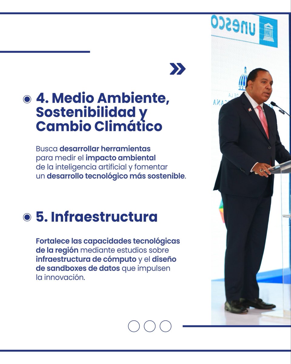 OGTICRDO's tweet photo. La inteligencia artificial representa una oportunidad para transformar nuestros países, pero su desarrollo requiere una visión compartida, cooperación y acciones concretas.

La Hoja de Ruta de Inteligencia Artificial Ética para América Latina y el Caribe 2026-2027 establece cinco líneas de acción que orientarán el trabajo regional para fortalecer la gobernanza, desarrollar talento, proteger a los grupos en situación de vulnerabilidad, promover la sostenibilidad e impulsar la infraestructura necesaria para una IA responsable.

Haz clic para ver la publicación completa y conoce las prioridades que marcarán esta agenda regional, contribuyendo a construir una inteligencia artificial ética, inclusiva y centrada en las personas. https://t.co/4gnCmEvpPL

#ÉticaEnIA #TerceraCumbreRD #EdgarBatista