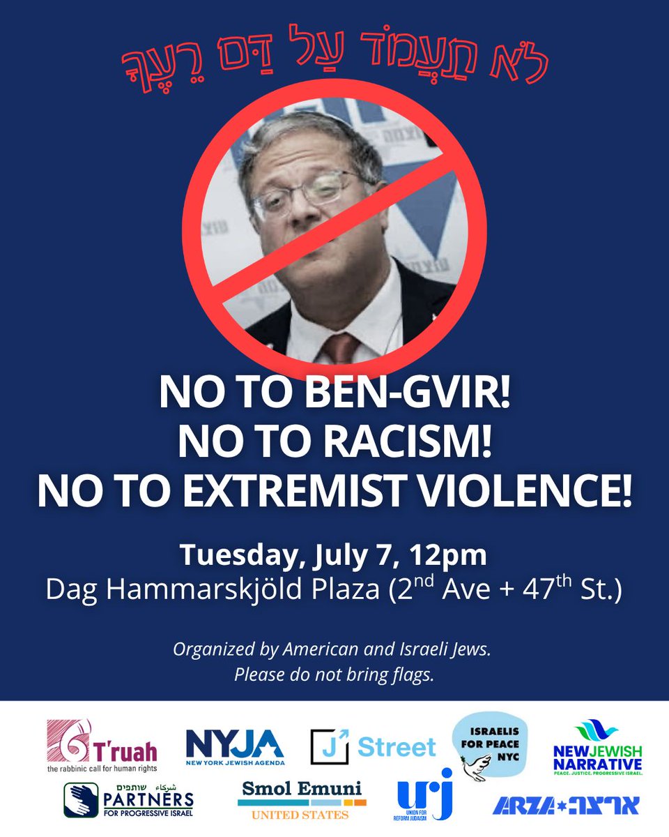 IhabHassane's tweet photo. A group of Jewish organizations is planning to protest Itamar Ben-Gvir's visit to New York next week.

I am deeply grateful to these Jewish groups. I proudly consider them allies in the fight for justice, peace, and human dignity. https://t.co/eDn8aLoBqq