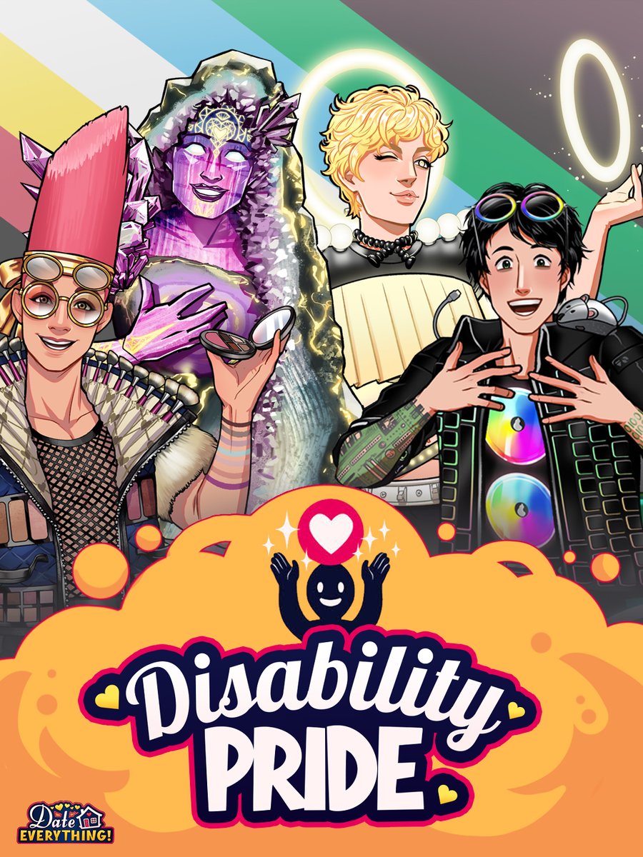 DateEverything's tweet photo. Happy Disability Pride Month! 

🌈 July is all about recognizing and celebrating the disability community, including those with non-visible disabilities. 
🌈 Thanks for making this an amazing, inclusive community! https://t.co/lASJ9EN8tK