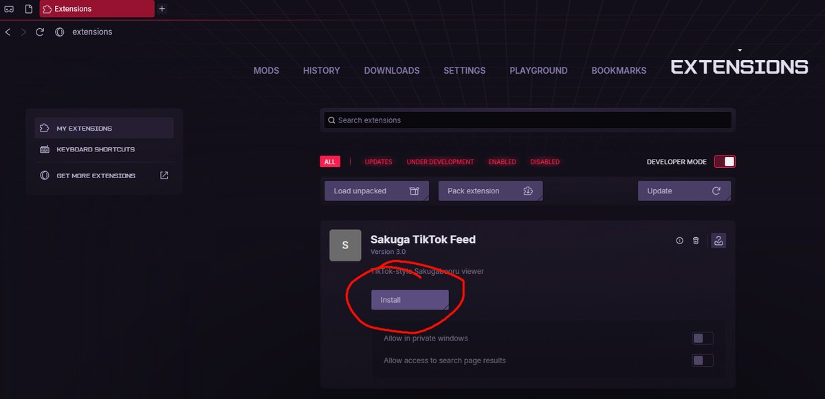 xenneon's tweet photo. @RealRayjii @YoshiYoish How to install 
1. Drag and drop file "sakugabooru ext.crx" to your extensions window in browser. 
2. Click Install 
3. Click on the extension and Enable "Pin to toolbar" https://t.co/9SuJfDwIlc