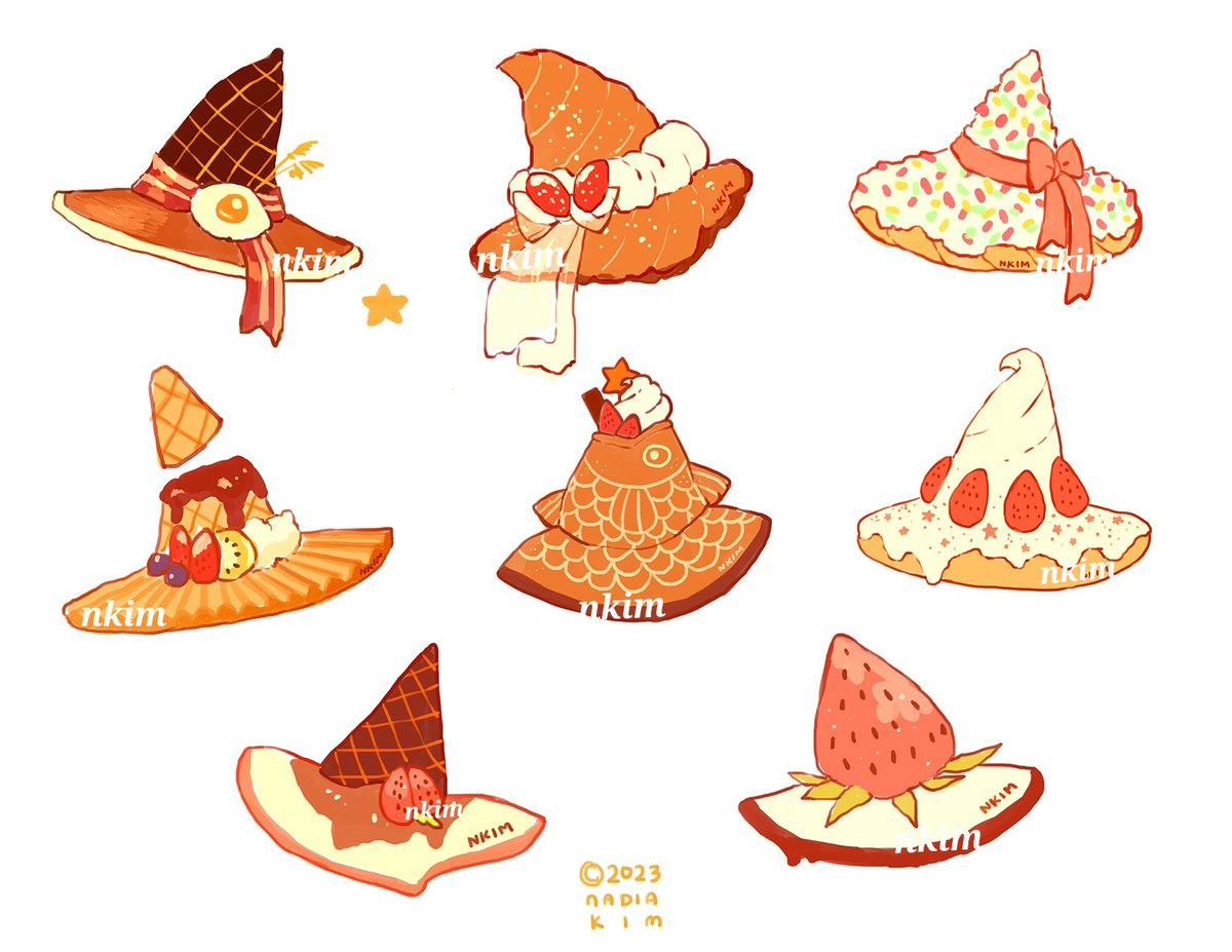 nkim_illustrate's tweet photo. Dessert Witch Hats! ✨️✨️✨️ https://t.co/IwsXpULYIm