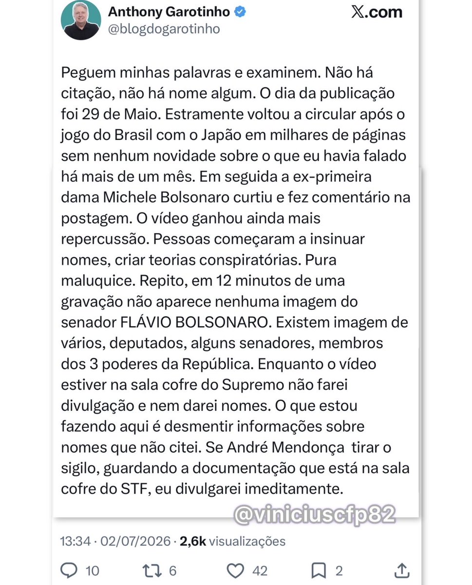 viniciuscfp82's tweet photo. Anthony Garotinho descarta que Flavio Bolsonaro estivesse na festa de Vorcaro, conforme foi sugerido. https://t.co/2zf1K6PXpz
