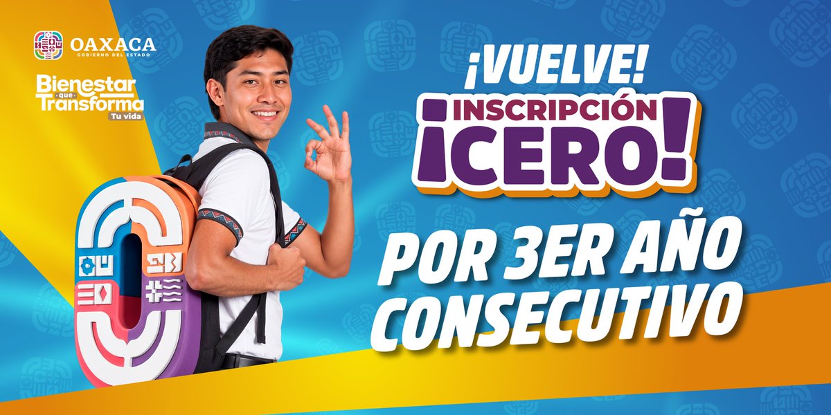 salomonj's tweet photo. Queremos que continúes tus estudios y que el dinero nunca sea un impedimento para alcanzar tus metas. 📚🙌🏽

#InscripciónCero regresa por tercer año consecutivo para que las y los estudiantes de instituciones públicas estatales de nivel medio superior y superior no paguen un solo peso por su inscripción o reinscripción.

Ahora sí, ¡puro 10 de aquí para adelante! 😉