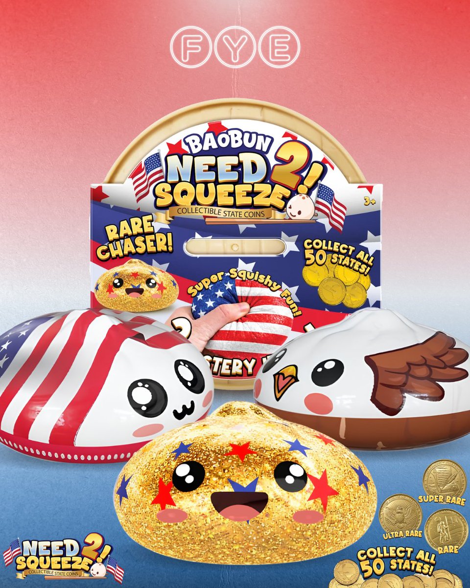 officialfye's tweet photo. A patriotic squish with not one but TWO surprises? Well yes! 

Shop in stores &amp; online now and collect all 50 states 🇺🇸 🪙

🔗 https://t.co/oUMGqnmmcy

#fourthofjuly #squishydumpling #dumplings https://t.co/94S5tQLwph
