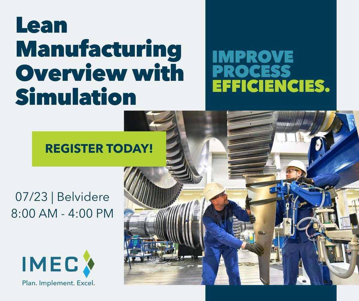 IMECillinois's tweet photo. Reading about lean and experiencing lean are two very different things. Attend our Lean Manufacturing Overview with Simulation to get a hands-on experience that provides a clearer understanding of why lean works.

https://t.co/VnwgVyBk8g
#LeanManufacturing #ContinuousImprovement https://t.co/yhflGX5UOM