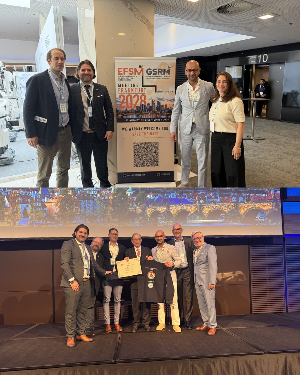 StanfordPlastic's tweet photo. Congratulations to Dr. Arash Momeni for representing Stanford Plastic Surgery at the 2026 European Federation of Societies for Microsurgery Congress in Prague. He delivered three invited lectures on breast reconstruction, and will co-host the 2028 EFSM Congress in Frankfurt. 🌍🌲 https://t.co/MtFLagPzlG