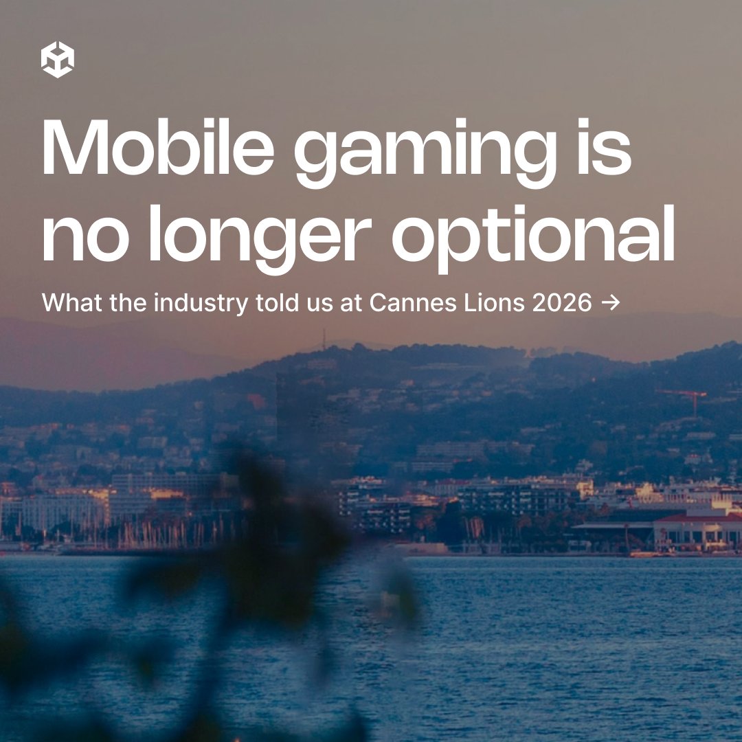 unity's tweet photo. Gaming's place in digital advertising was one of the defining conversations at Cannes Lions 2026 📲

We brought industry leaders from across the advertising ecosystem into the Unity Content Studio to find out where the industry really stands. Three themes came up in nearly every conversation, all captured in our latest recap, with video content to come.

🔗 Read our full breakdown: https://t.co/1hNQK7cEDA

#Unity #Programmatic #CannesLions2026 #MobileGaming #AdTech