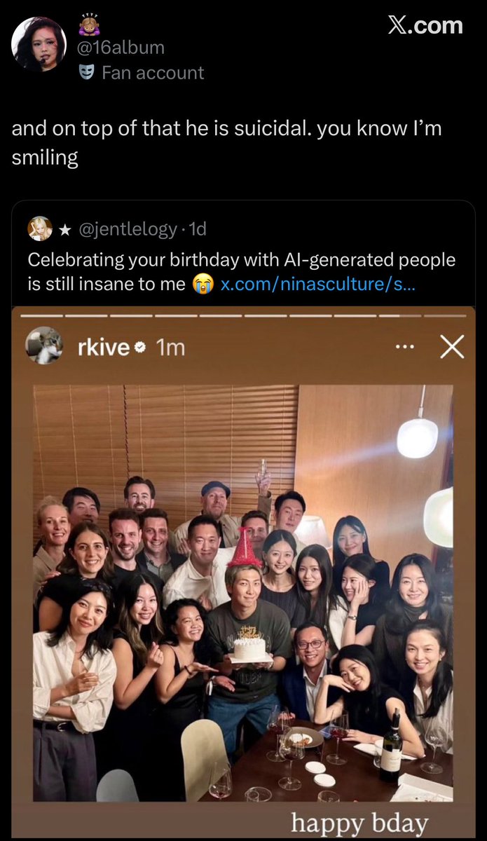 jakiyahchan3l's tweet photo. Imagine joking about someone being suicidal. I sometimes hate that Namjoon was so open with us about his mental health, because haters just use his vulnerability as weaponized fan war material. This is a real person’s mental health and his actual life. He is a human being who has struggled, and it is never something to joke about. Grow up. you illiterate fatherless ass bitches .!!!