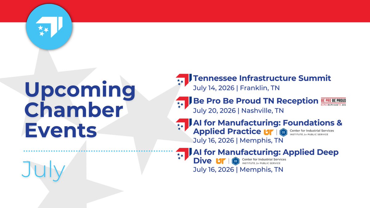 TNChamber's tweet photo. Take a look at what's on the July calendar, mark your schedule, and join us throughout the month. We look forward to seeing you in July!
View our events on our website: https://t.co/X9IKV6Icx6 https://t.co/gtIWLX0YGy