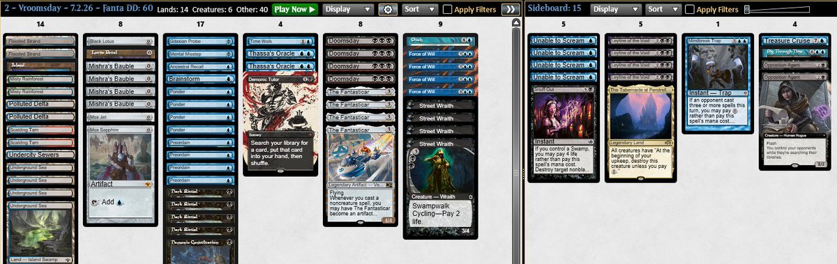 Took this to a 5-2 top 8 finish in the VINTAGE challenge. I don't