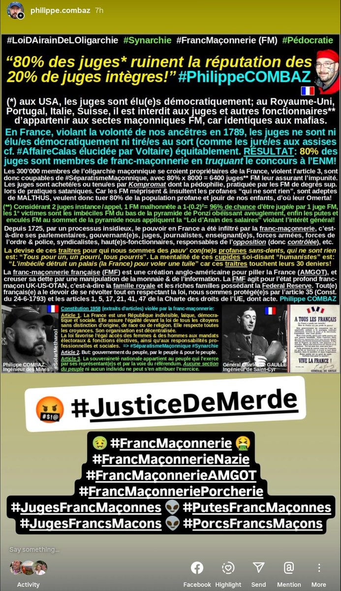 PaxMetanola's tweet photo. @ODJ_France @GPTVoff @BOROWSKIMIKE #BertrandSaintGERMAIN (livre "République des juges contre la Nation"): régulons ces #JugesDeMerde (à 80% en #FrancMaçonnerie*) pas élu(e)s (eg Suisse USA) et qui devraient publier leurs intérêts à la #HATVP!
(*)viole
Article-3 Constitution
Loi-1905 Séparation
Loi-2021 Séparatisme https://t.co/tx98FotbhB