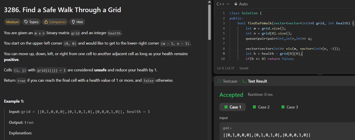 lil_meee15's tweet photo. 📅 Day 32 - #SDESheetChallenge

✅ POTD: Find a Safe Walk Through a Grid ✅ 3 problems from the Strings list

@striver_79  @takeUforward_ https://t.co/wsauyb09XE