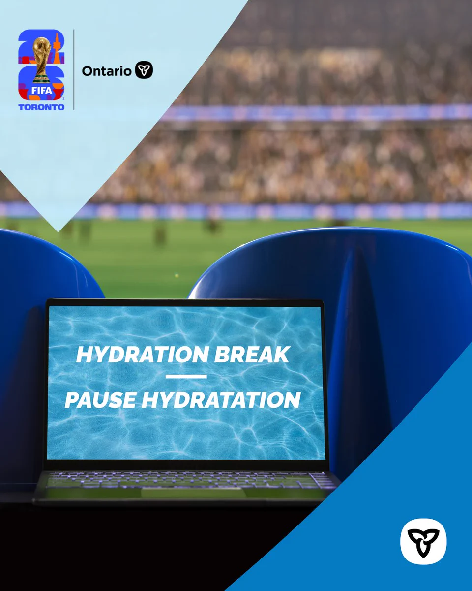 Terme Pause hydratation affiché à l’écran d’un ordinateur lors d’un match de soccer. 