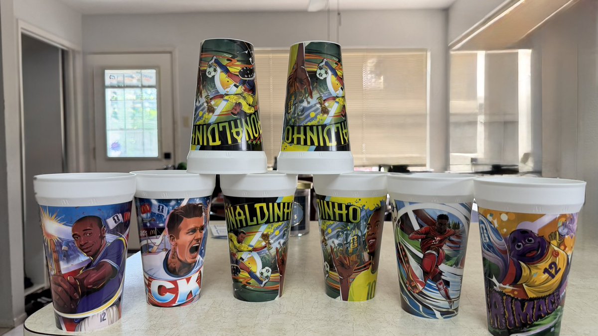 davidyanez's tweet photo. Confession time… I think I’m officially addicted to collecting the McDonald’s FIFA World Cup cups! 😂⚽🥤

Looking at my collection, I started noticing something strange. See those four Ronaldinho cups? I got all four back-to-back from four different McDonald’s locations—one in Hawaii, one in Houston, and two in Kingwood. What are the odds? McDonald's

It almost makes me wonder if some cups are much more common than others to keep collectors coming back for more. Maybe it’s just my luck… but it sure feels like a gimmick! 😆

Either way, I can’t complain too much. I enjoyed every order of Chicken McNuggets, Egg McMuffin, and every Big Mac along the way! I wish I could say I’m done collecting, but like I said… I’m addicted. It may come down to buying two or three meals at a time until I complete the set! 😂

Has anyone else kept getting the same cup over and over? Let me know if you’ve had the same experience!

Enjoy the World Cup, and let’s go USA! 🇺🇸⚽ USA! USA! USA!