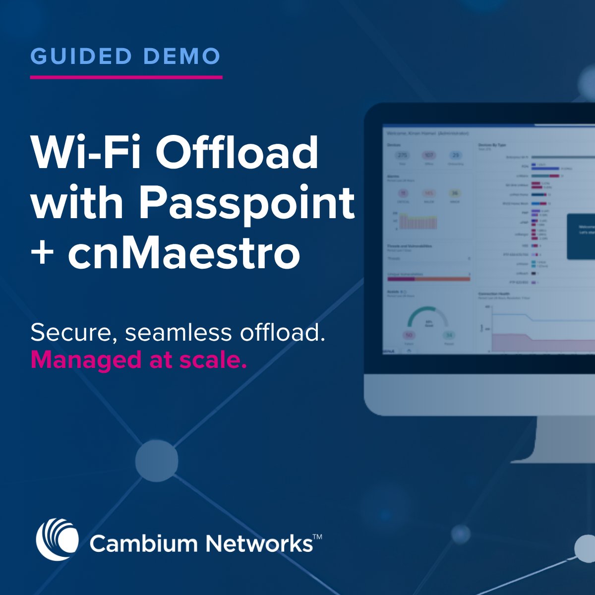 CambiumNetworks's tweet photo. See how Wi-Fi Offload with Passpoint helps reduce cellular congestion while maintaining a seamless user experience.
Learn how cnMaestro™ delivers centralized policy, provisioning, and assurance at scale: https://t.co/7B3LHlvanv
#WiFiOffload #Passpoint #WirelessNetworking https://t.co/LZ0CddI2lq