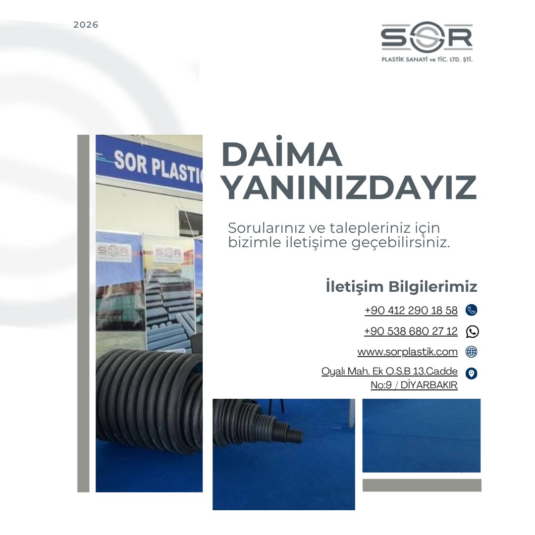 SorPlastik's tweet photo. Sor Plastik olarak; ürünlerimiz, hizmetlerimiz ve iş birliği süreçlerimiz hakkında bilgi almak isteyen tüm paydaşlarımızın sorularını memnuniyetle yanıtlıyoruz.

İletişim kanallarımız üzerinden bizimle iletişime geçebilirsiniz.

#SorPlastik #KorugeBoru #Altyapı #PlastikSanayi https://t.co/jbATF9csx9