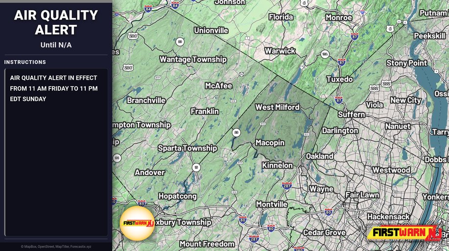 FirstWarnNJ's tweet photo. Air Quality Alert has been issued for Western Passaic. Expires at N/A. https://t.co/74kmL4cZSc